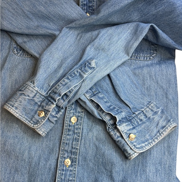 L.L. Bean Vintage Denim Button Front Shirt Long Sleeve Blue XL Heritage Classic - Picture 9 of 9